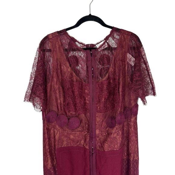 NEW Beguile Byron Lars Carissima Sheath Dress Size 16 Lace Burgundy Wine Corset - Picture 3 of 12